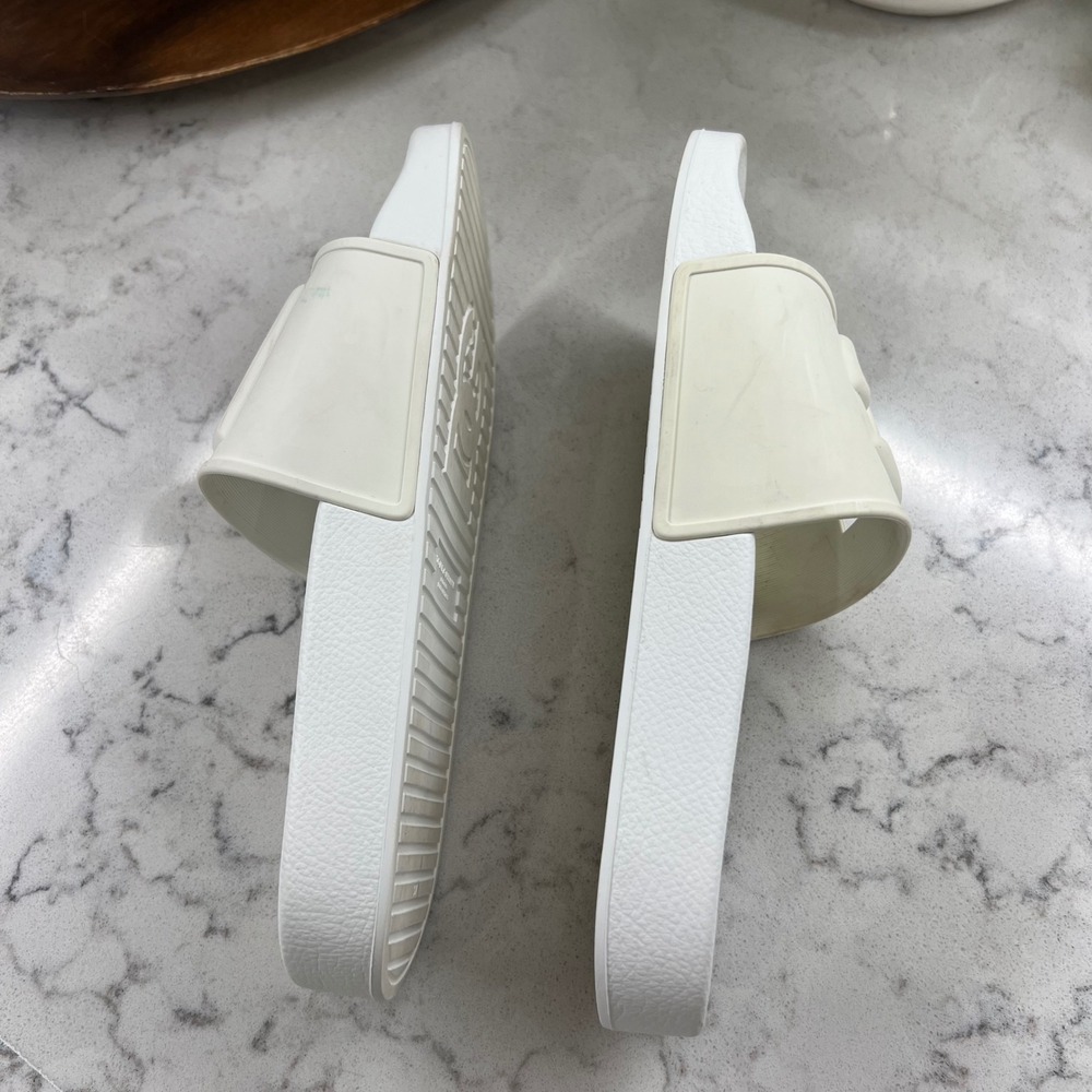 Dolce & Gabbana White Rubber Logo Slide Sandals Made in Italy Size 37 EU - Picture 11 of 12